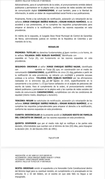 La gravedad de las afirmaciones llevó a Edgar Robles Ramírez a alertar a su sobrino Jorge Enrique Ibáñez Robles sobre el contenido de la entrevista, remitiéndole la transcripción completa - crédito redes sociales/X