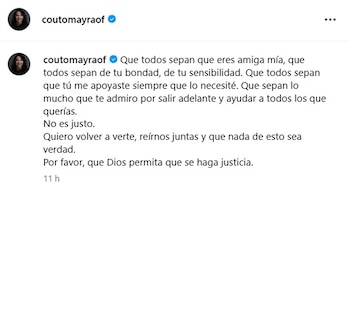 Mayra Couto publicó una carta de despedida para Raiza Martínez y exigió justicia por su muerte.