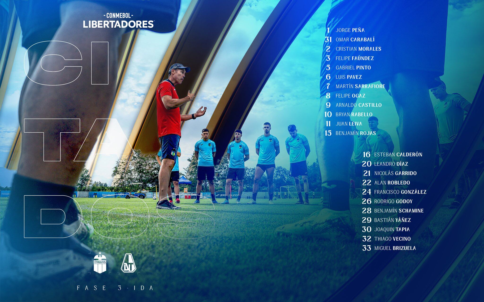 Estos son los convocados de O'Higgins para enfrentar al Deportes Tolima en Rancagua - crédito O'Higgins