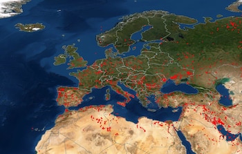 Puntos de incendios en el