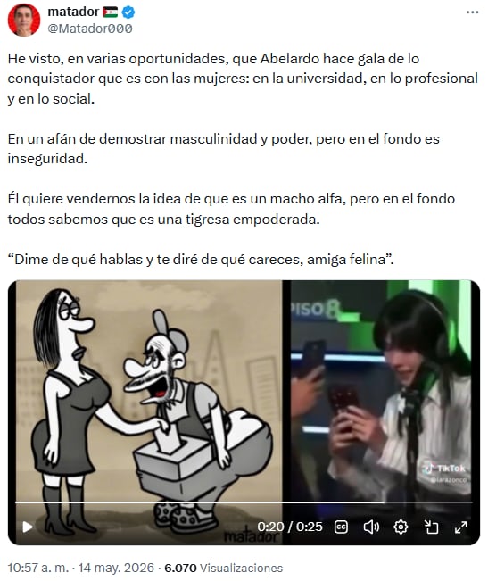 Caricaturista Matador ironizó sobre la masculinidad de Abelardo de la Espriella - crédito @Matador000/X