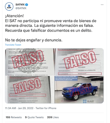 El SAT exhortó a denunciar