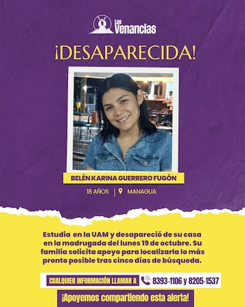 El Colectivo La Venancias se sumó a la difusión de la alerta y pidió no replicar datos no confirmados sobre el paradero de la joven. (Cortesía: Las Venecias)