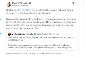 La candidata Paloma Valencia señaló a Abelardo de la Espriella de tener bodegas que la atacan - crédito @PalomaValenciaL/X