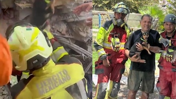 Video viral: personal del Ejército Mexicano rescata a una perrita entre los escombros en Venezuela