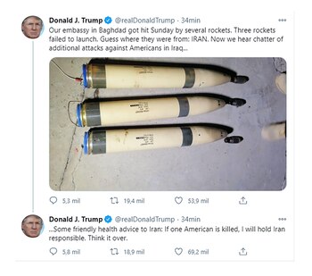 Trump mostró los cohetes utilizados