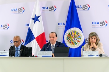 El canciller Javier Martínez-Acha presidió la Asamblea General de la OEA celebrada en Ciudad de Panamá. Tomada de la OEA