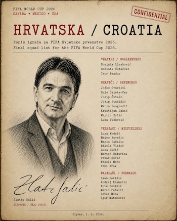 El grupo final de jugadores que estarán bajo las órdenes de Zlatko Dalić en el Mundial 2026-crédito @HNS_CFF/X