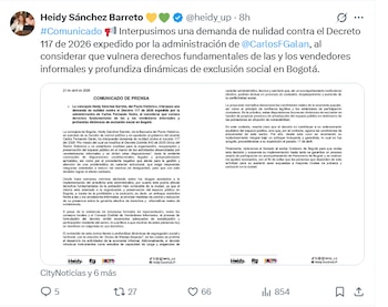 Las restricciones impuestas y la ausencia de procesos amplios de concertación motivaron una acción judicial, ante la preocupación por eventuales consecuencias negativas para quienes dependen del comercio en vía pública - crédito Heidy Sánchez/X