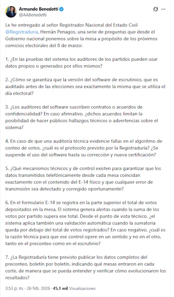 Armando Benedetti hizo duros reparos