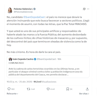Paloma Valencia arremetió contra Iván Cepeda
