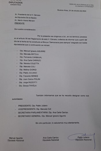 El nuevo bloque de radicales se llamará Democracia para siempre