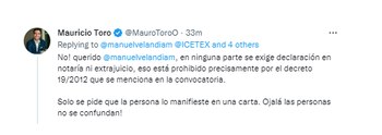 Mauricio Toro, respuesta a Manuel