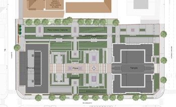 Entre estacionamientos subterráneos, el templo y el edificio de oficinas, se proyecta la construcción de unos 30.000 metros cuadrados. Imagen: Proyecto de la Iglesia de Jesucristo de los Santos de los Últimos Días
