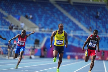 Ronal Longa, velocista colombiano y representante del Equipo de Bogotá, durante su participación en el Félix Sánchez Classic. - crédito IDRD