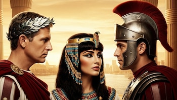 Cleopatra, Julio César y Marco