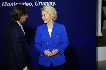 Luis Lacalle Pou recibió a la presidenta de la Comisión Europea, Ursula von der Leyen (REUTERS/Mariana Greif)
