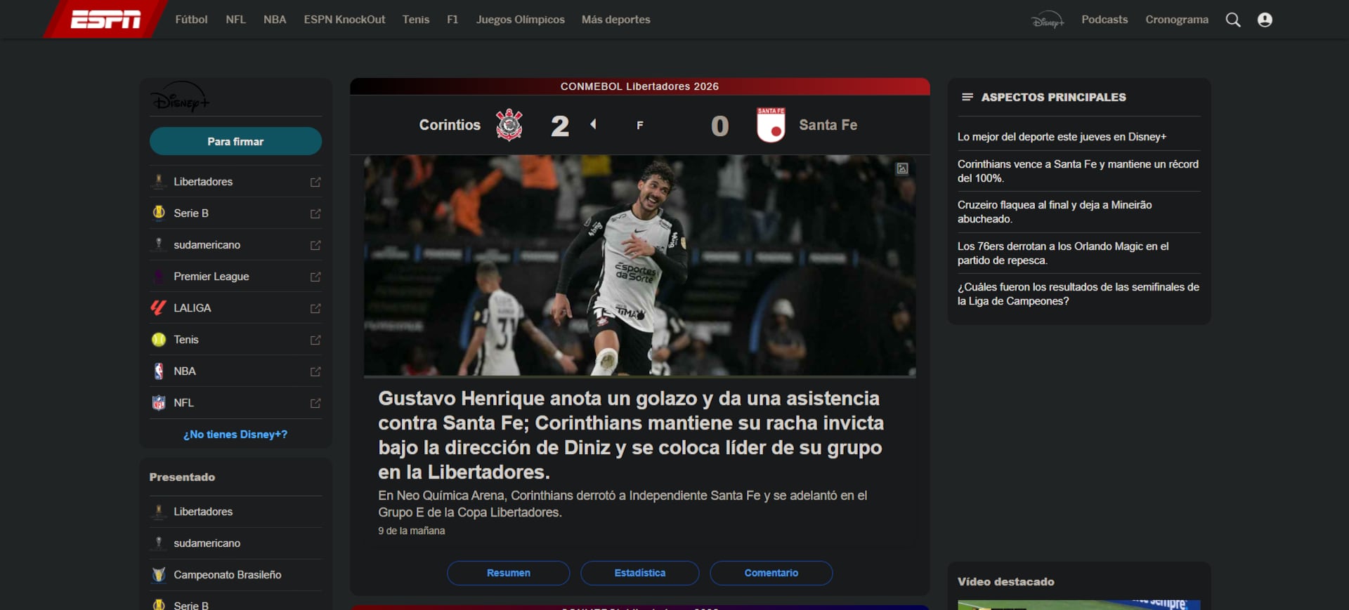 Este fue el titular de uno de los portales más destacados a nivel deportivo en el gigante sudamericano -crédito ESPN Brasil