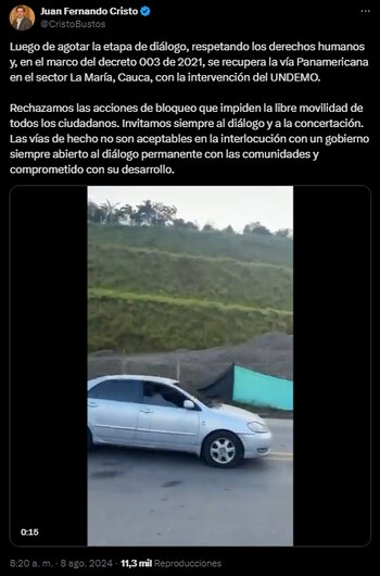 El ministro del Interior respaldó las acciones de las autoridades antidisturbios - crédito @CristoBustos/X