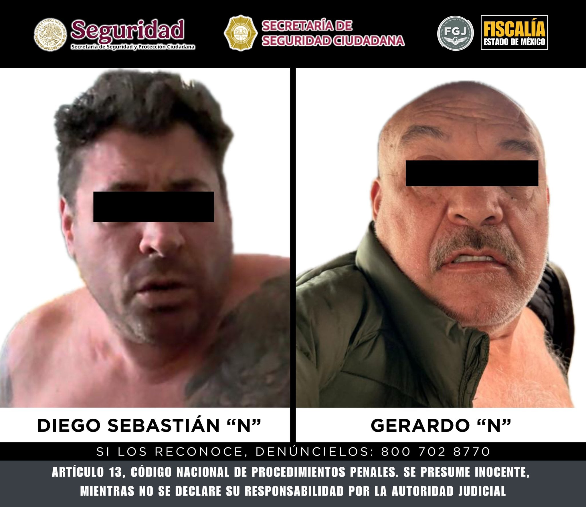 La Fiscalía del Estado de México confirmó las detenciones (x / Fiscalía Edoméx)