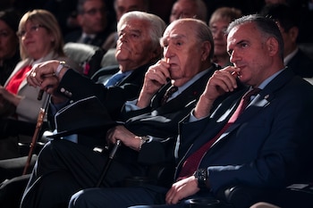 Luis Alberto Lacalle, Julio María Sanguinetti y Yamandú Orsi (Presidencia)