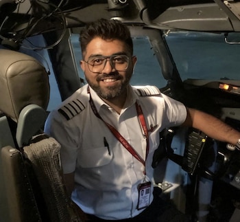 A photograph provided by the Israeli government shows Smit Machchhar, an Indian pilot, in an undated handout image released on Wednesday. Sept. 30, 2026. Machchhar suffered stab wounds while fending off an attack from his co-pilot, saving the lives of around 170 people on board, officials said. (Israel Foreign Ministry via The New York Times) — NO SALES; EDITORIAL USE ONLY—