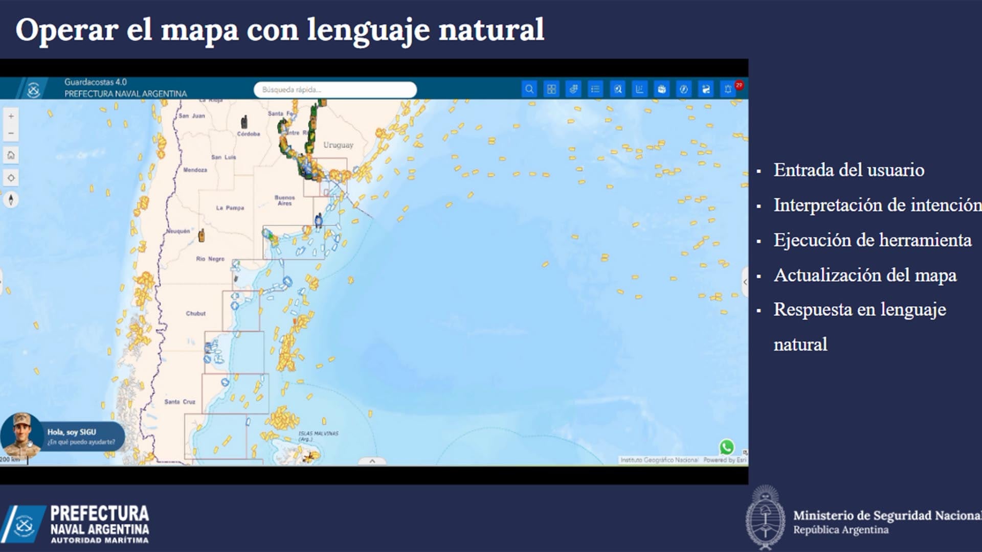 Uno de las imágenes de la presentación de Prefectura sobre SIGU, la
