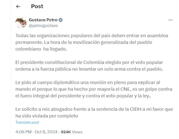 Gustavo Petro convoca a