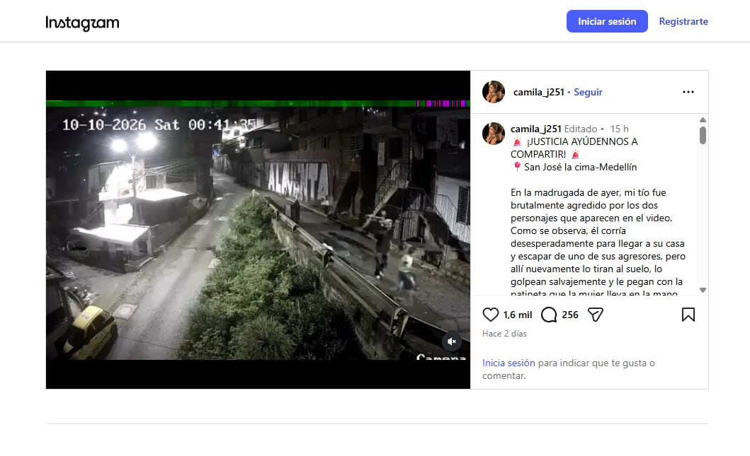 Familiares de la víctima pidieron identificar a las dos personas que aparecen en el video del ataque - crédito @camila_j251/Instagram