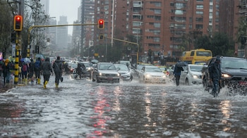 Calles inundadas en una ciudad
