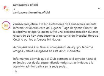 El comunicado del club