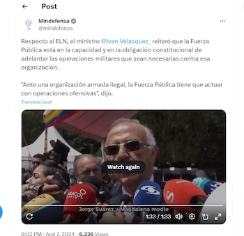 Ministro de Defensa habla del mantenimiento de los helicópteros Mi-17 - Crédito @mindefensa