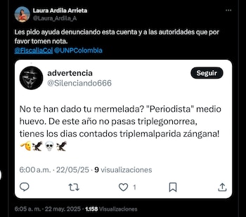 La periodista compartió las amenazas