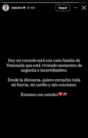 El cantante Maluma expresó fuerza y cariño a familias afectadas en Venezuela - crédito maluma/Instagram