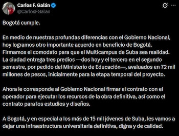 El alcalde de Bogotá anunció