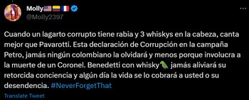 Respuesta a Armando Benedetti, por comentario en contra de Juan Daniel Oviedo / @molly2397