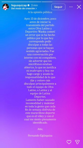 El descargo de Fernando Egúsquiza