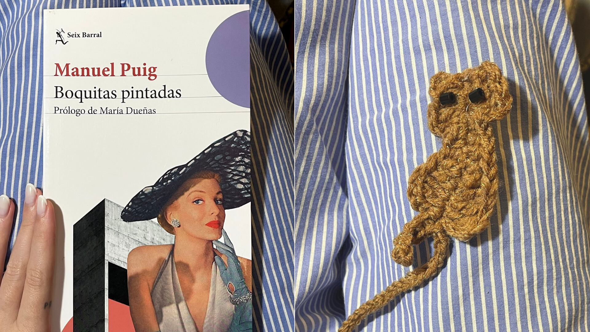 Un libro con dedicatoria y un señalador tejido por la abuela de su pareja emocionaron a una usuaria de X y conquistaron a miles (X: @_lauraespi_)