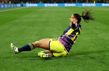 Catalina Usme celebra el 1-0 de Colombia ante Jamaica en los octavos de final del Mundial femenenino. Foto: REUTERS/Hannah Mckay