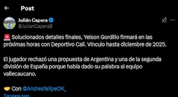 El periodista especializado informó que