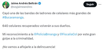 Jaime Andrés Beltrán anunció la