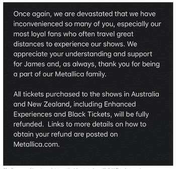 El comunicado de la banda