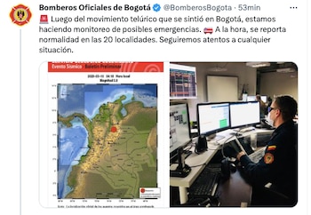 Los bomberos oficiales de Bogotá confirmaron evacuaciones en varios edificios de la ciudad, pero sin afectaciones en las estructuras