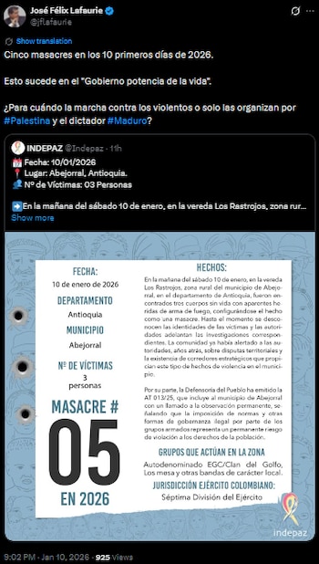 Lafaurie criticó la ausencia de