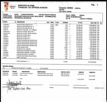 Instrumentos deportivos comprados en el