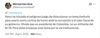 La congresista peruana María del