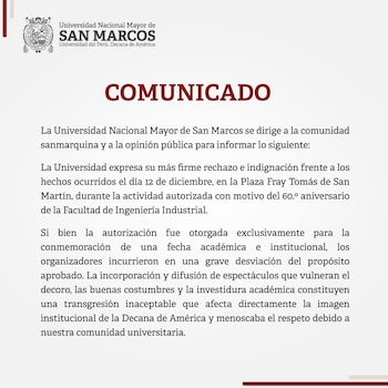Comunicado de UNMSM