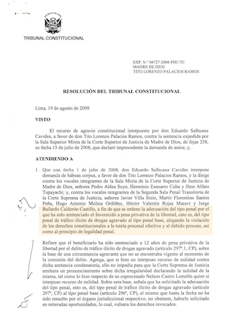 Resolución del TC emitida en