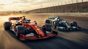 Competencia de Fórmula 1 con autos de carrera en alta velocidad, pilotos en pista, y ambiente de adrenalina. - (Imagen Ilustrativa Infobae)