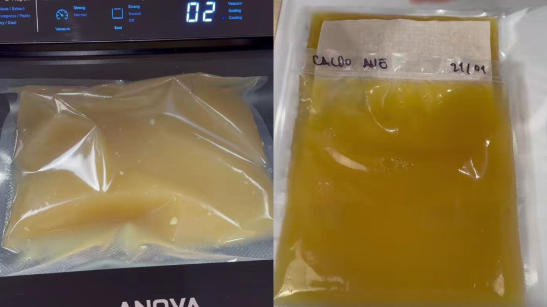 Alfredo Vozmediano, chef profesional, congelando caldo (TikTok / @avozmechef)